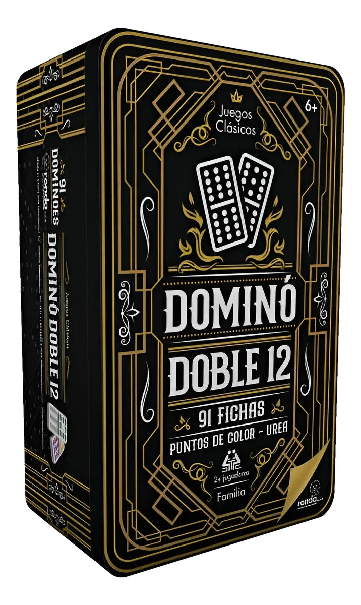 Juego De Mesa Domino Doble 12 En Lata Familia Niños