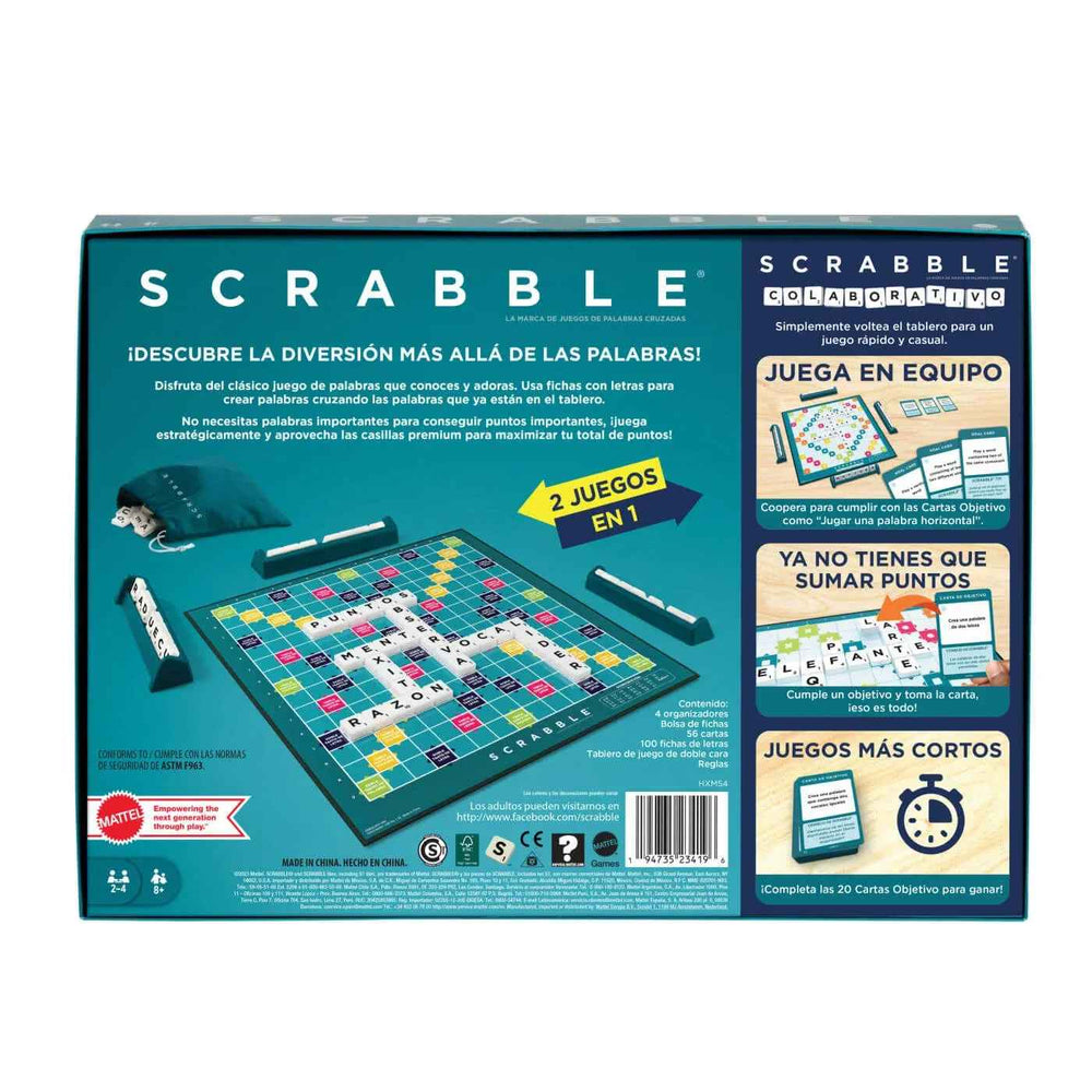Juego De Mesa Scrabble 2 En 1 Para La Familia