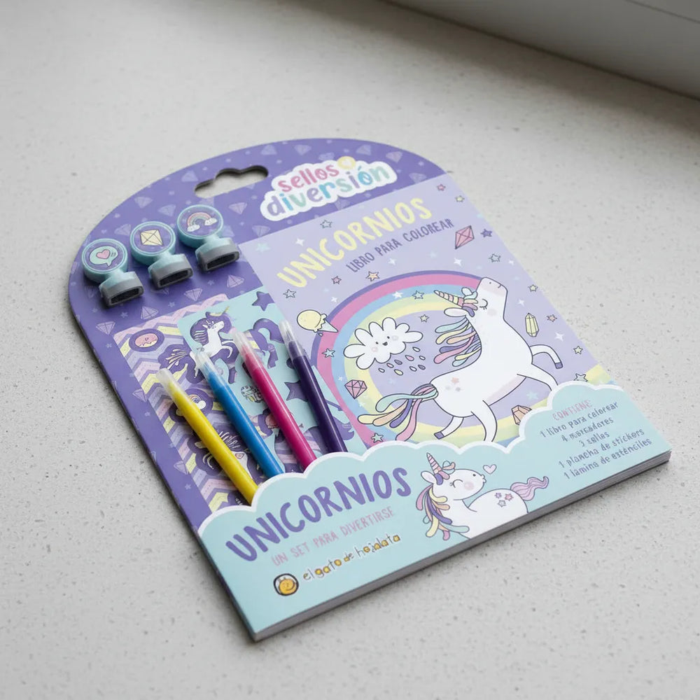 Set Creatividad unicornios Con Sellos Para Niños