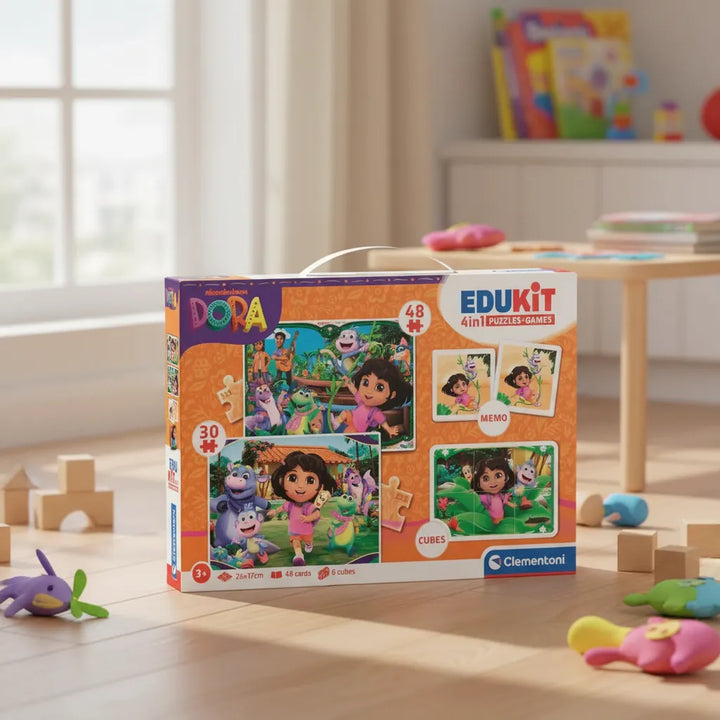 Juego 4 En 1 Dora La Exploradora Memoria Para Niños Niñas