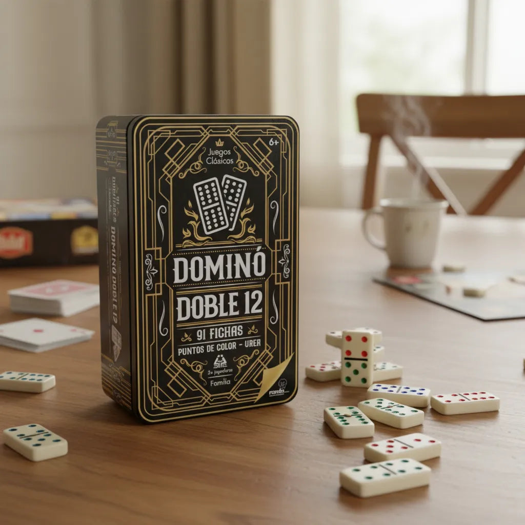 Juego De Mesa Domino Doble 12 En Lata Familia Niños