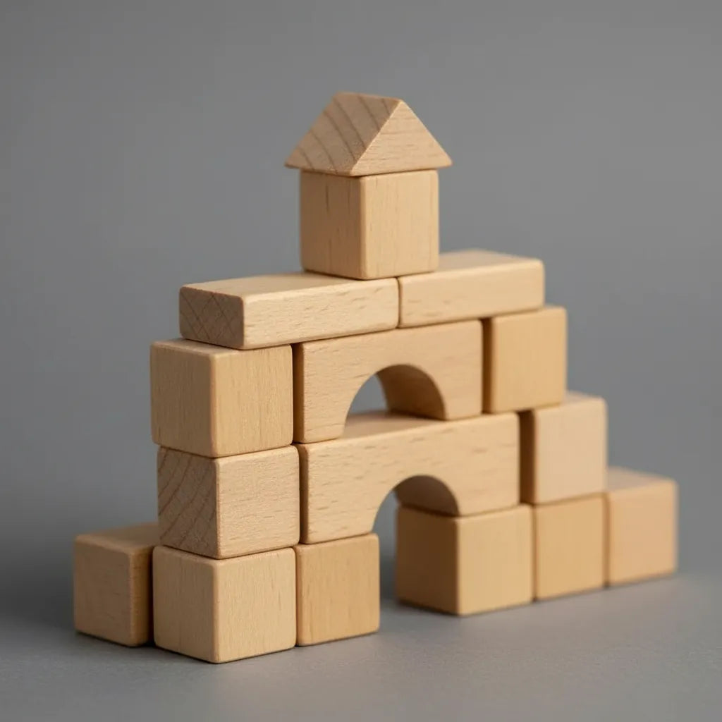Juego Construcción Bloques De Madera 100 Piezas