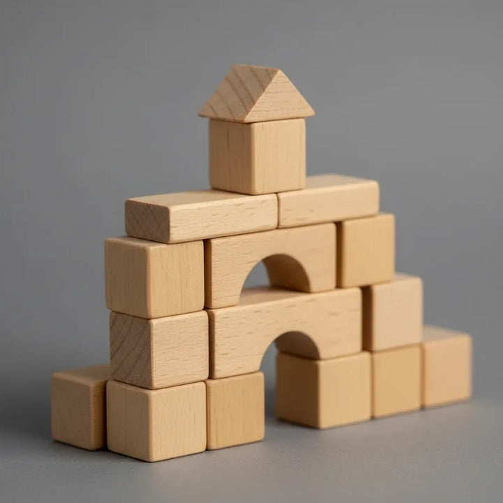 Juego Construcción Bloques De Madera 100 Piezas