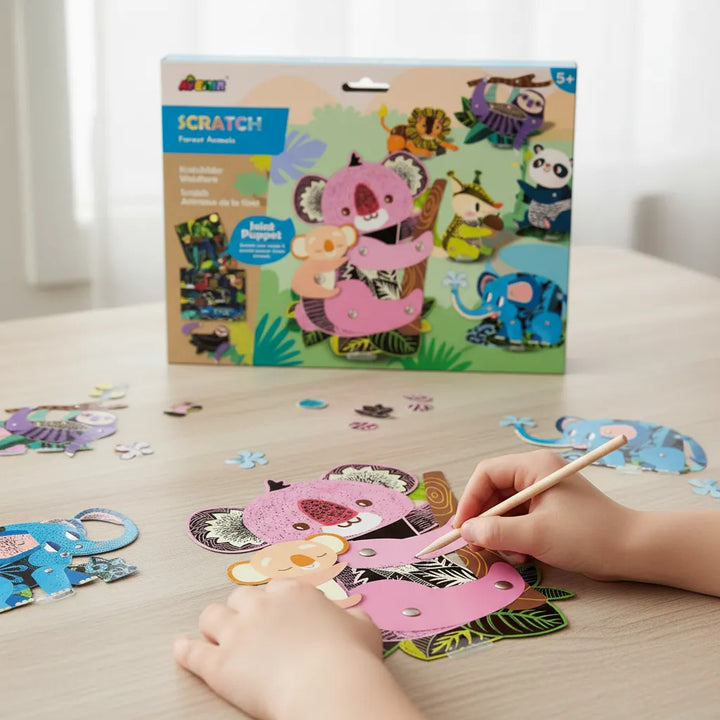 Set De Arte Marionetas Para Raspar Animales