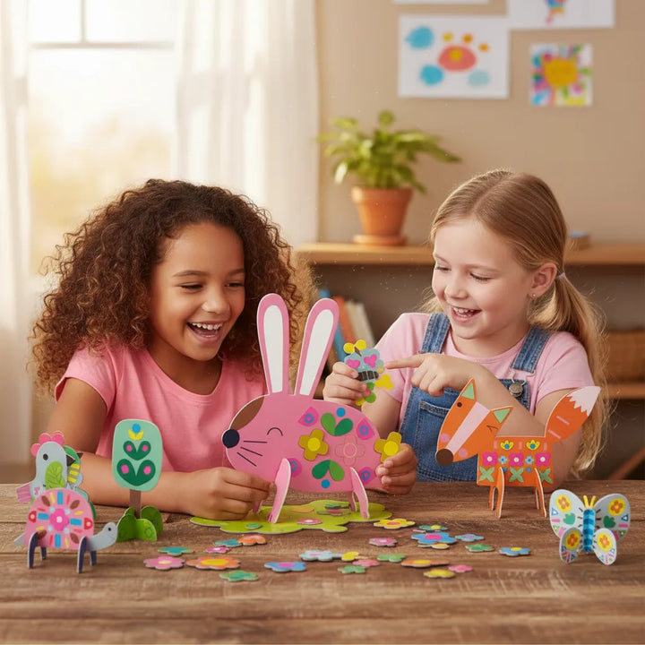 Set De Arte Y Manualidades Animales Del Jardin Con Stickers