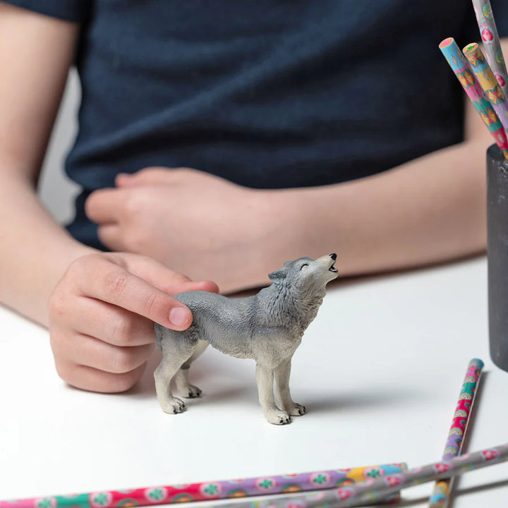 Figura Coleccionable Lobo Aullando Pintados A Mano Papo