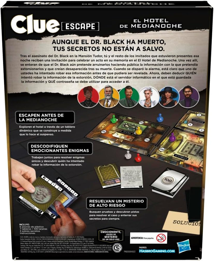 Juego De Mesa Clue Escape El Hotel De Medianoche  adultos