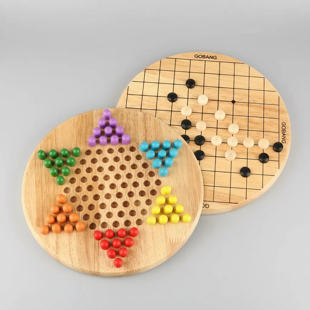 Juego De Mesa 2 En 1 Damas Chinas Madera Niños
