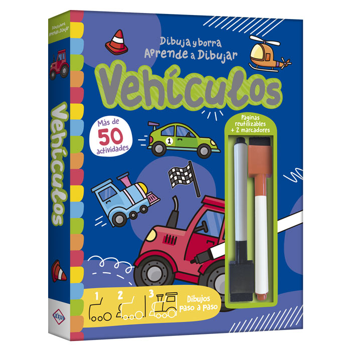 Libro Borrable Aprende A Dibujar Vehículos Para Niños