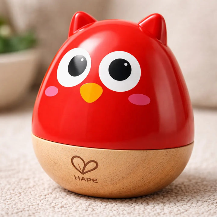 Juguete Sonajero Búho Sonido Suave Hape Para Niños