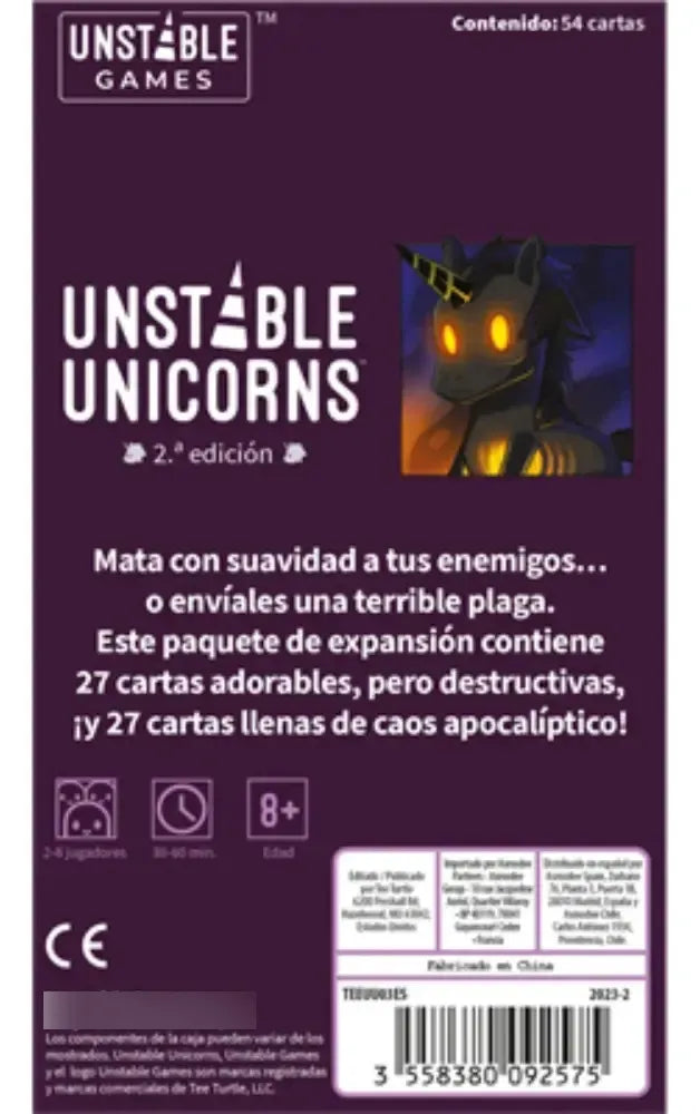 Juego De Mesa Unstable Unicorns Apocalipsis Irisado Adultos
