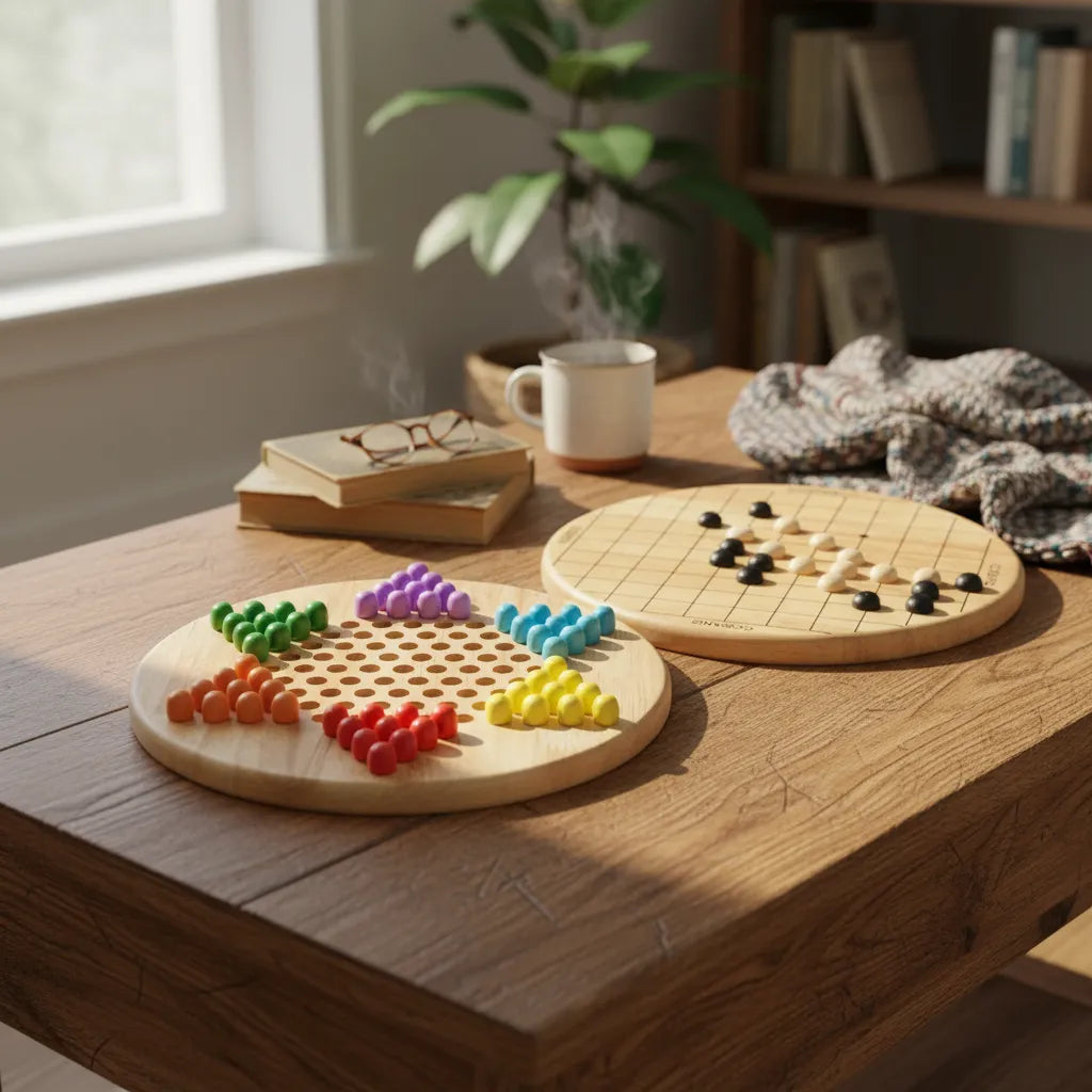 Juego De Mesa 2 En 1 Damas Chinas Madera Niños