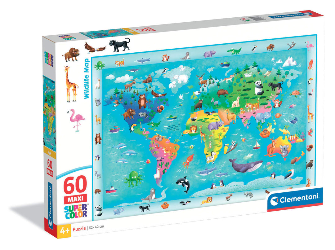 Rompecabezas 60 Maxi Piezas Mapa De Fauna Silvestre Niños