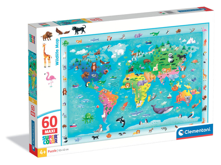 Rompecabezas 60 Maxi Piezas Mapa De Fauna Silvestre Niños