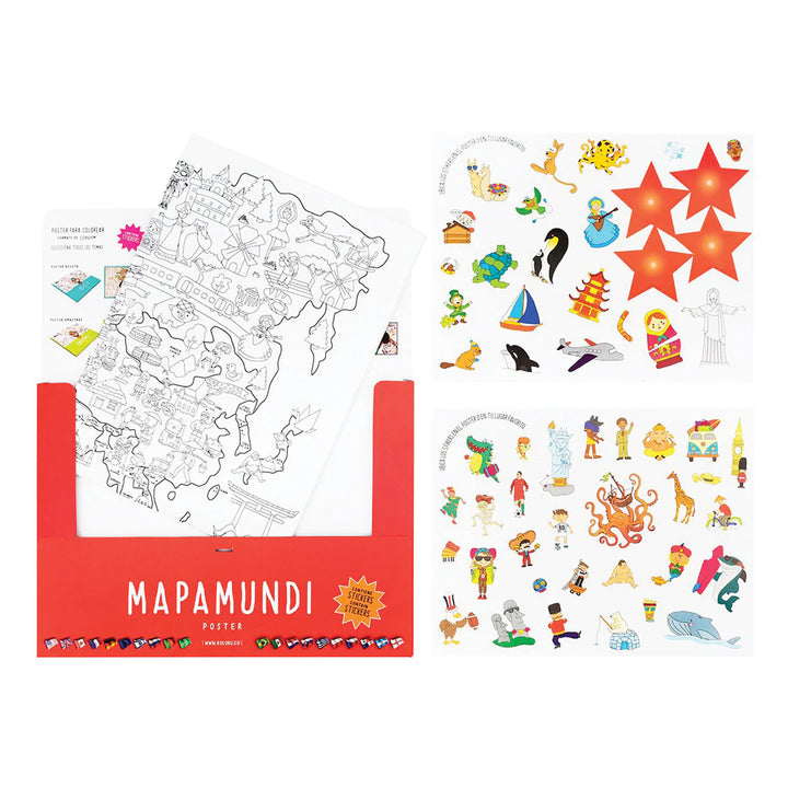 Poster Para Colorear Del Mapamundi Para Niños