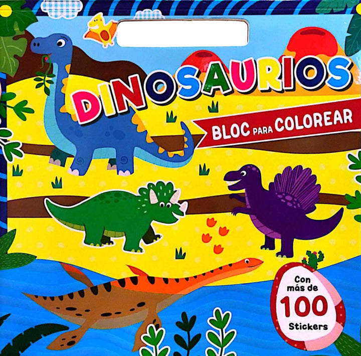 Libro Infantil Para Colorear Dinosaurios 100 Pegatinas