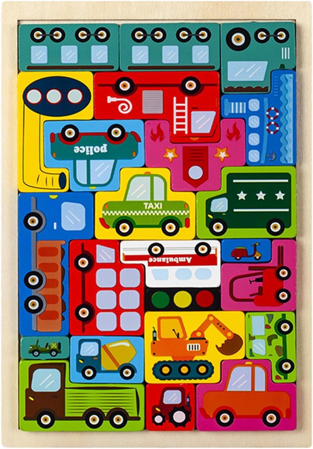 Rompecabezas Madera De Transporte Para Niños