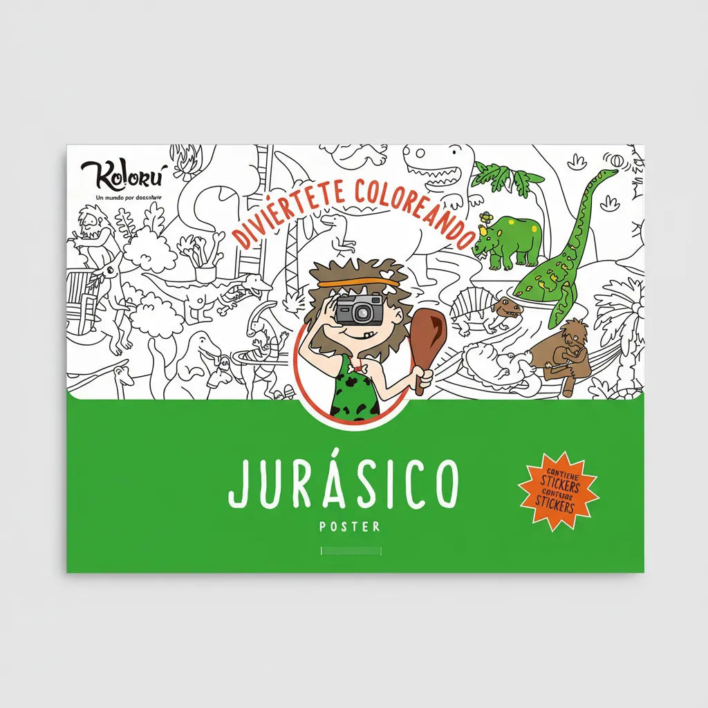 Póster para colorear Jurásico + stickers