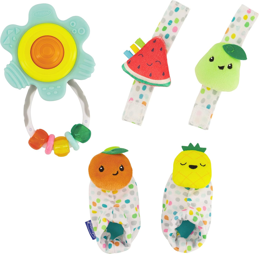 Set Sensorial 3 En 1 Para Bebé Frutas Sonajero
