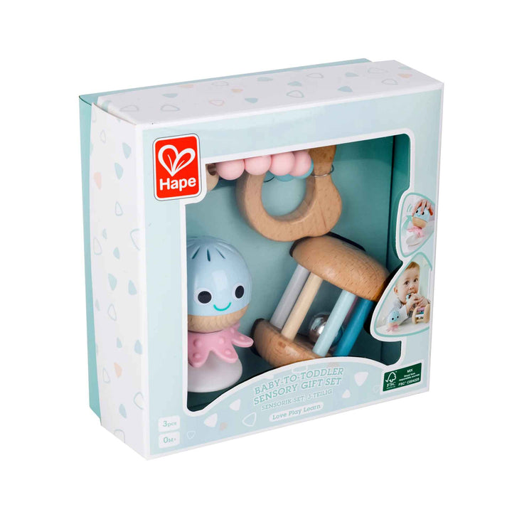 Set De 3 Sonajeros Sensorial De Madera Bebés