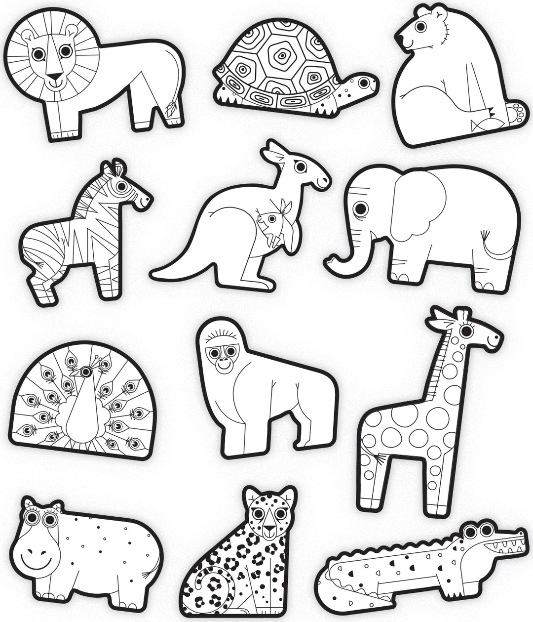 Set Stickers Para Colorear De Animales para Niños