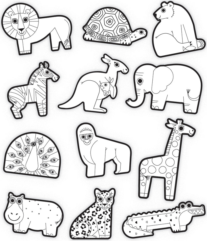 Set Stickers Para Colorear De Animales para Niños