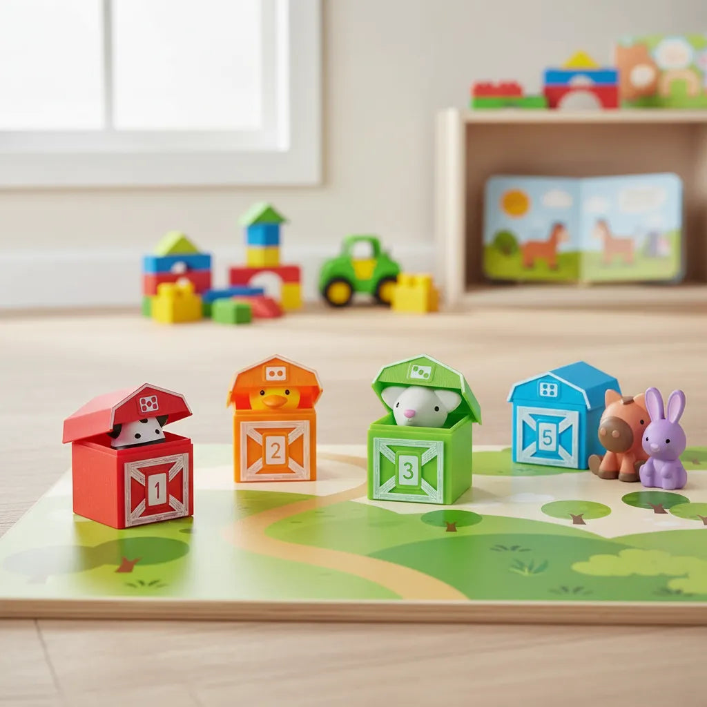 Juego de Conteo y Títeres Animales de la Granja Para Niños