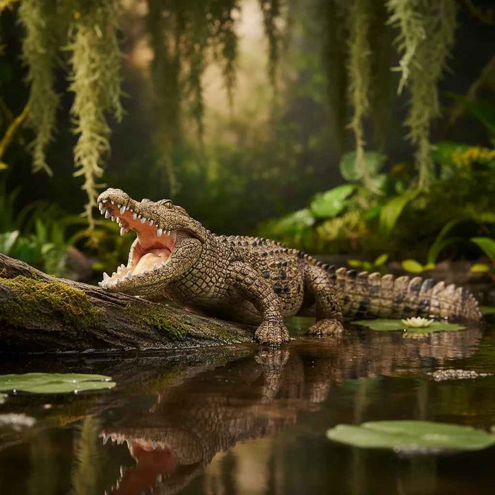 Figura Animales Cocodrilo Pintado A Mano