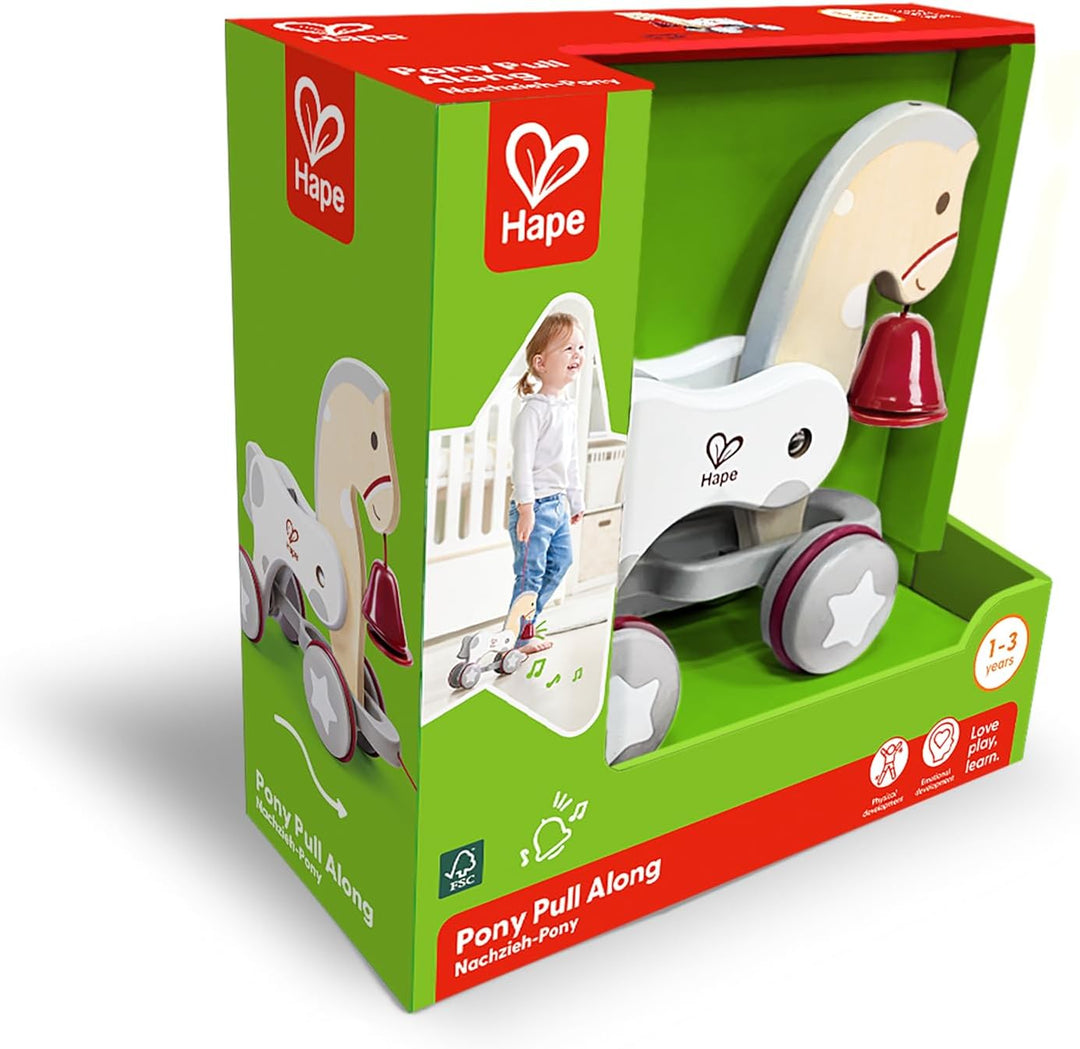 Juguete Motricidad Pony de Arrastre Hape Madera Para Niños
