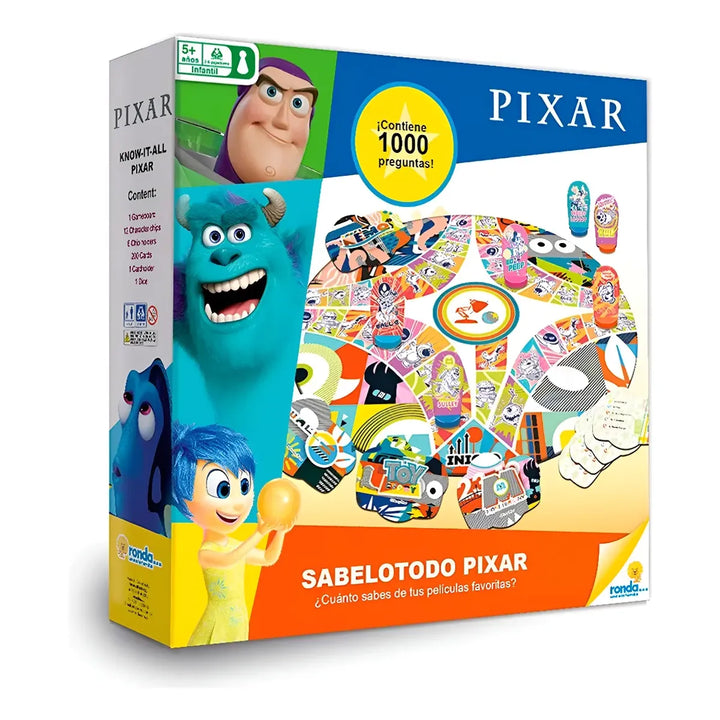 Juego De Mesa Sabelotodo Pixar 1000 Preguntas Para Niños