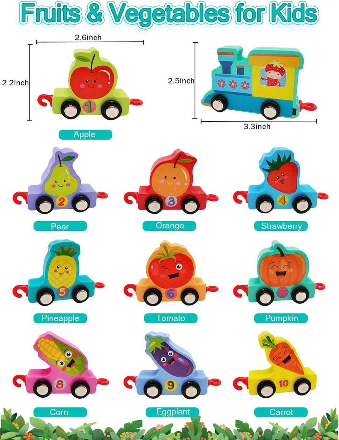 Rompecabezas Tren De Madera Verduras Para Niños