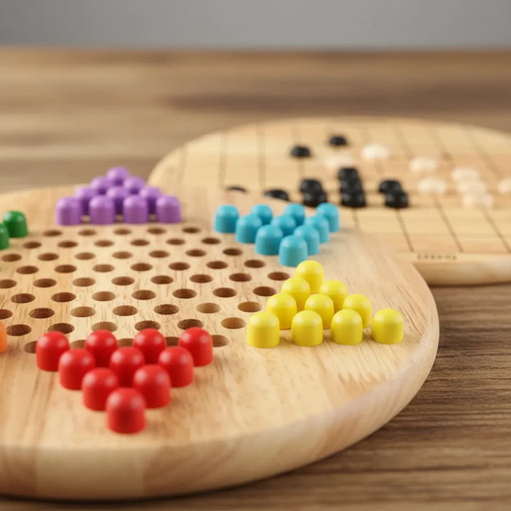 Juego De Mesa 2 En 1 Damas Chinas Madera Niños