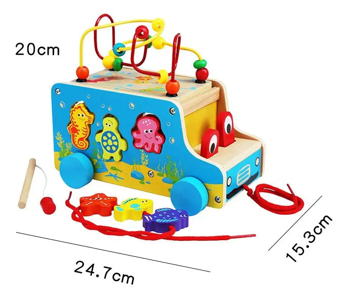 Juguete Autobús Arrastre De Madera Para Niños