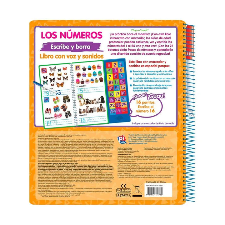 Libro Educativo Sonidos A Contar Borrable Para Niños
