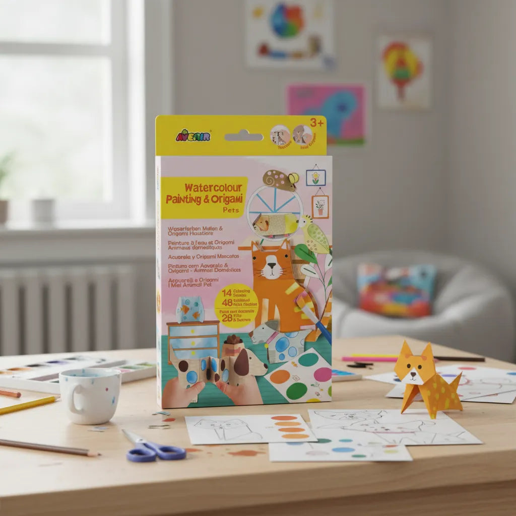 Set Acuarela Y Origami animales Para Niños