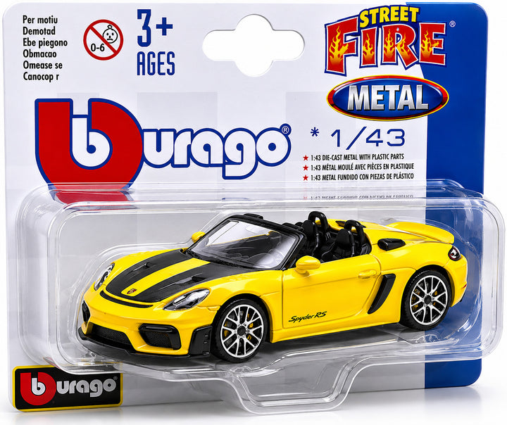 Carro A Escala Bburago 1:45 Porshe 718 Spyder Rs Amarillo