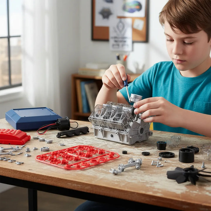 Experimento STEM Motor Modelo V8 para Niños