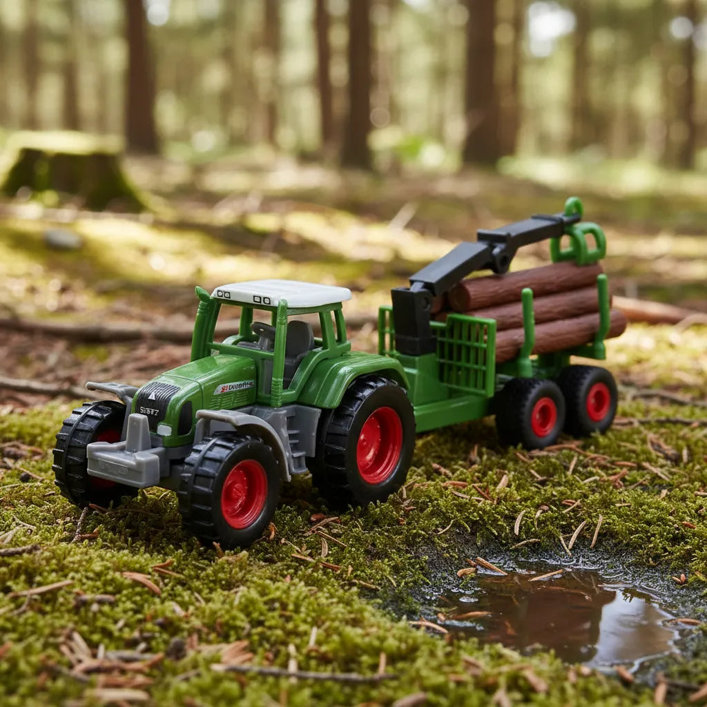 Tractor Y Carretilla A Escala Massey Ferguson Verde
