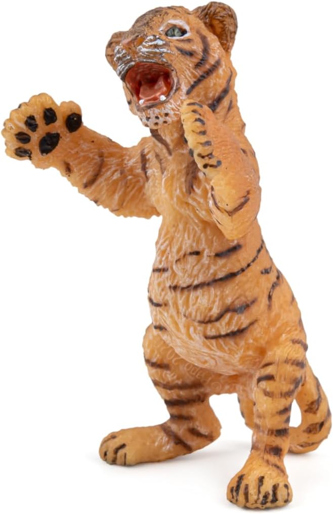 Figura Cría Tigre De Pie Pintada A Mano Papo