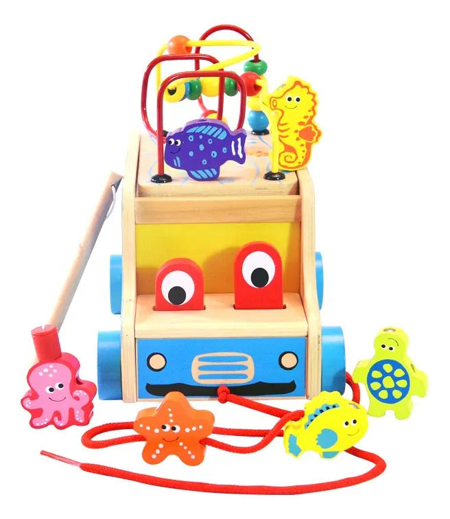 Juguete Autobús Arrastre De Madera Para Niños