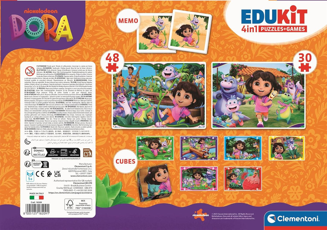 Juego 4 En 1 Dora La Exploradora Memoria Para Niños Niñas