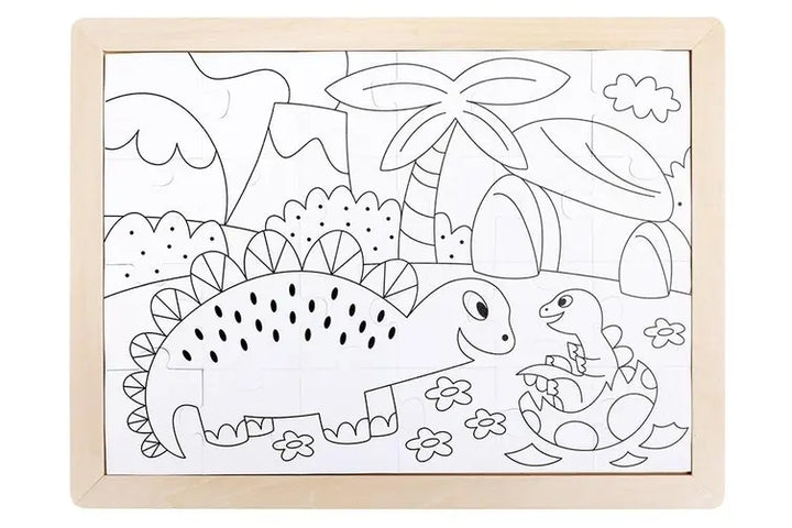 Rompecabezas En Madera Dinosaurios 2 En 1
