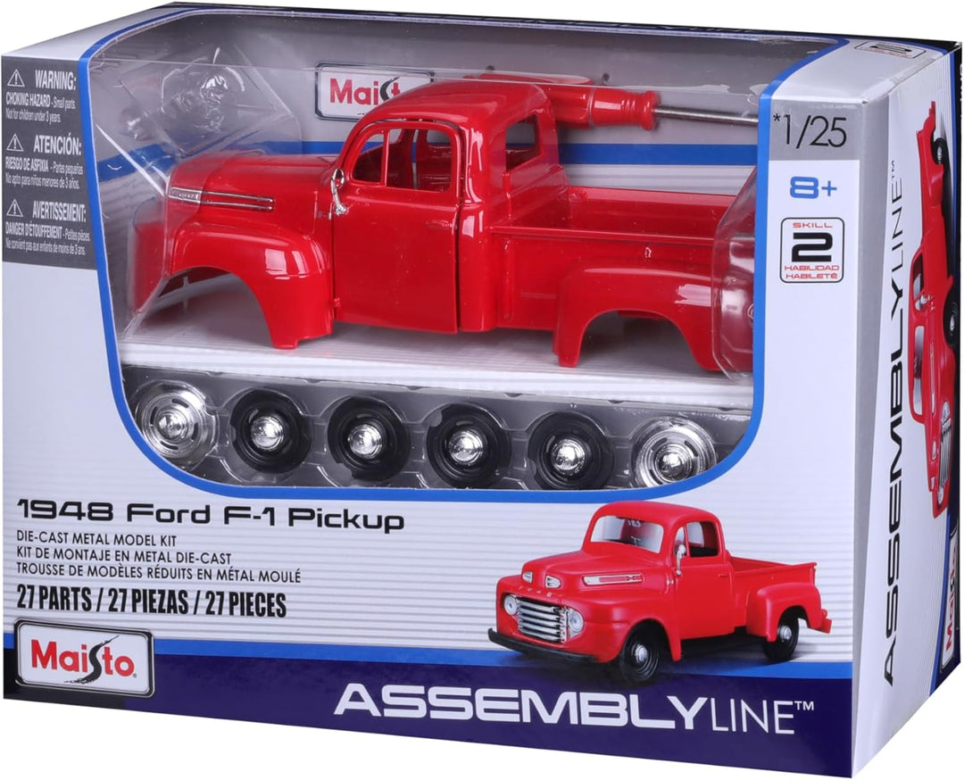 Carro Ensamblar 1:24 Al 1948 Ford F-1 Pick-up Rojo