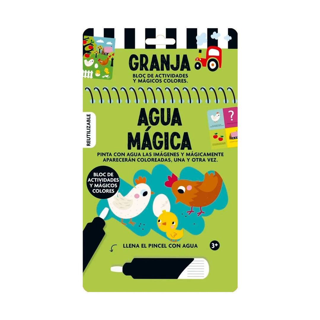 Libro para pintar con agua la granja para niños