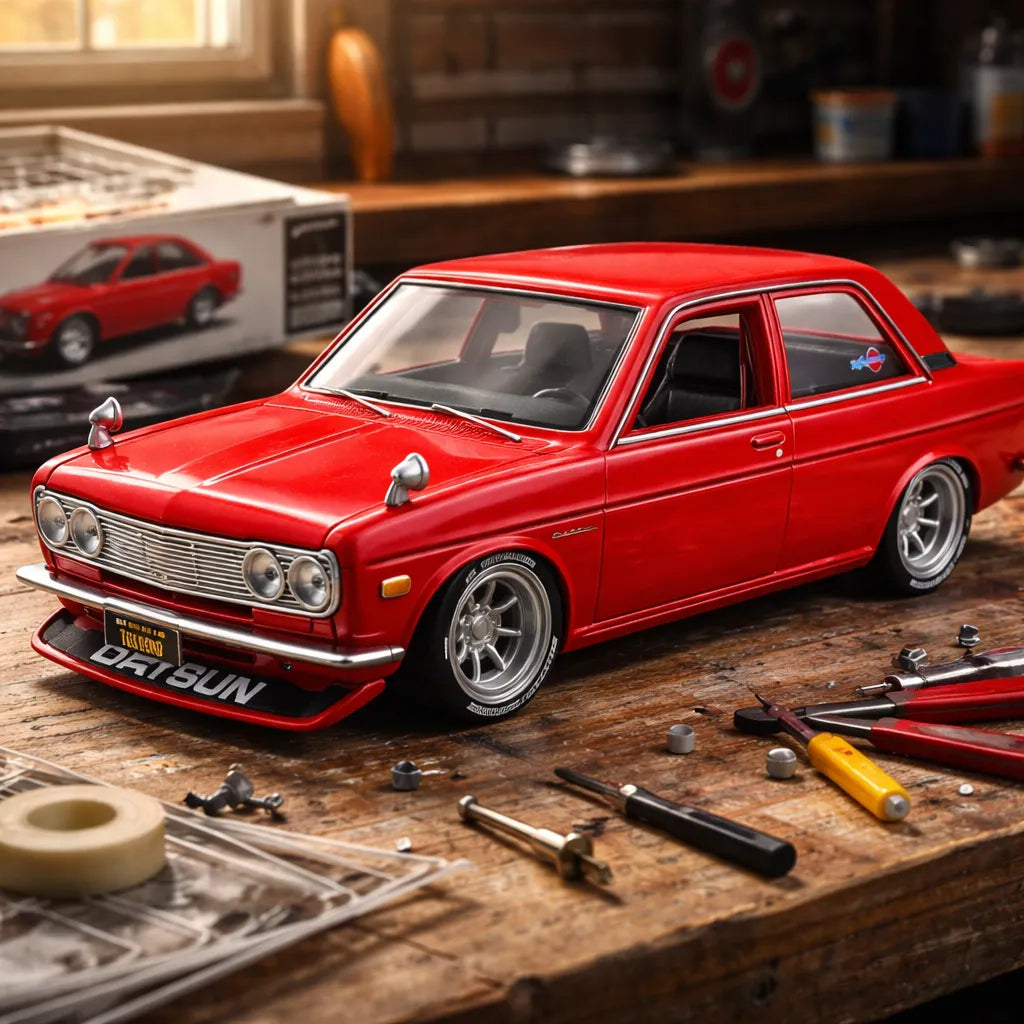 Carro A Escala 1/24 1971 Datsun 510 Rojo Para Armar