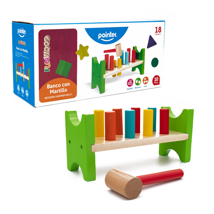 Juguete Banco Con Martillo Madera Para Niños