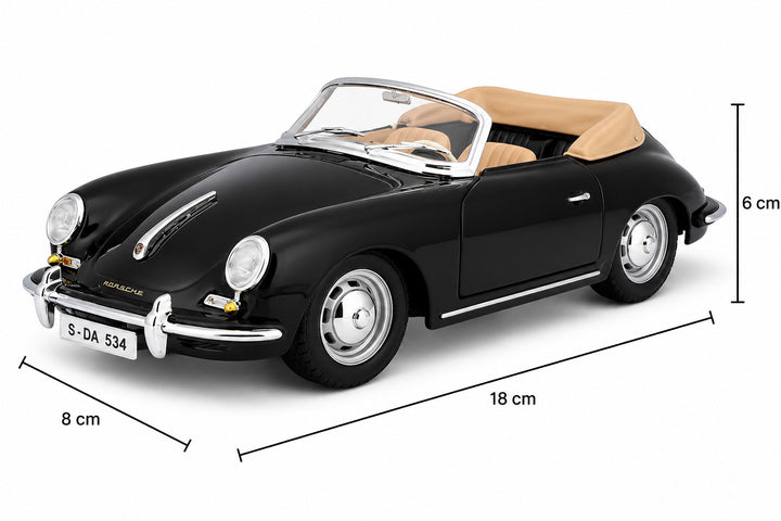 Carro A Escala 1/24 Porsche 356b Cabriolet Negro