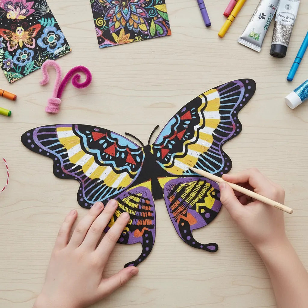 Set De Arte y Manualidades Para Raspar Mariposas