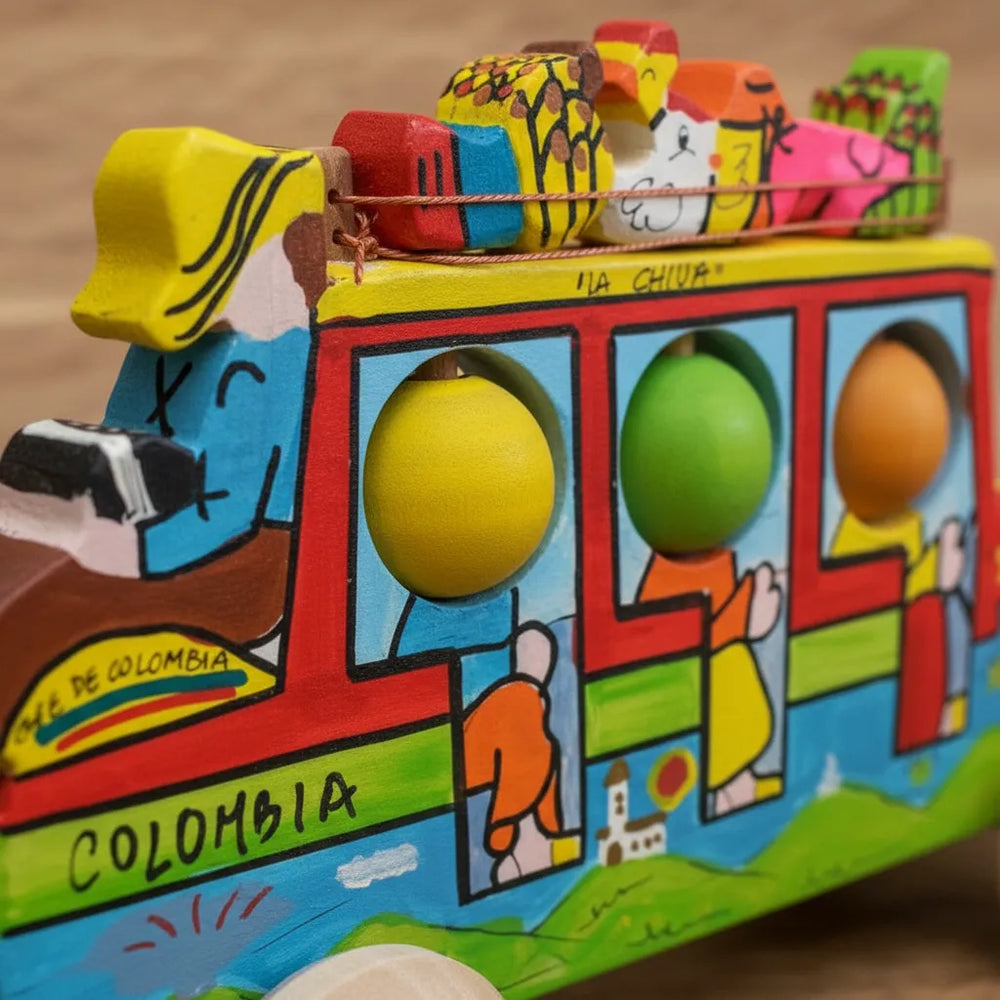 Juguete Chiva Colombiana En Madera Para Niños