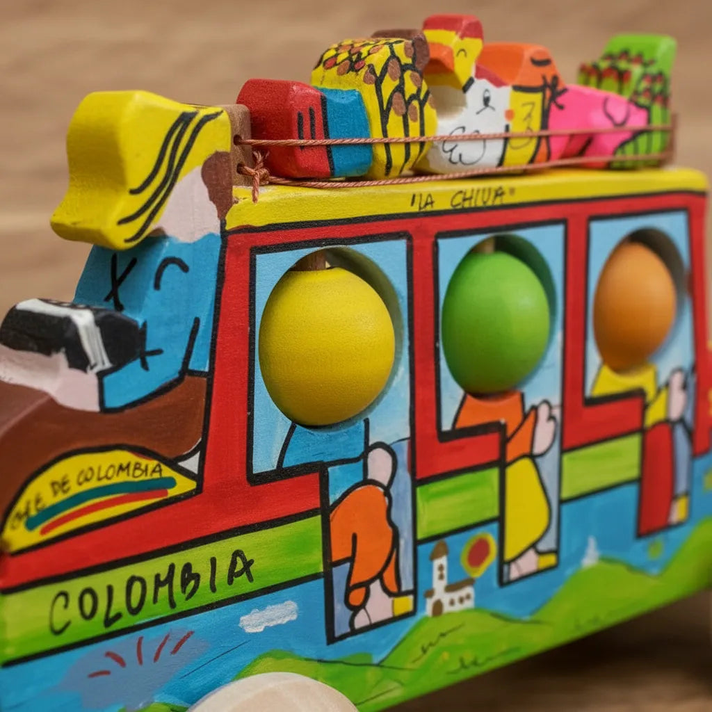 Juguete Chiva Colombiana En Madera Para Niños